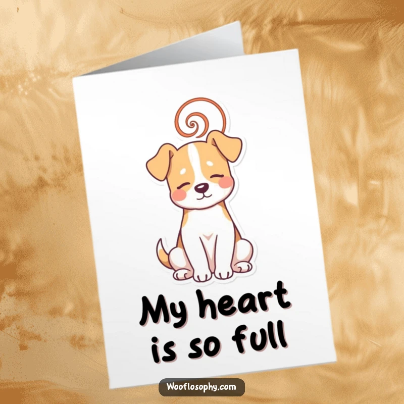 Funny Free Printable Thank You Card: Peaceful dog with a calming spiral, expressing gratitude in a zen way.