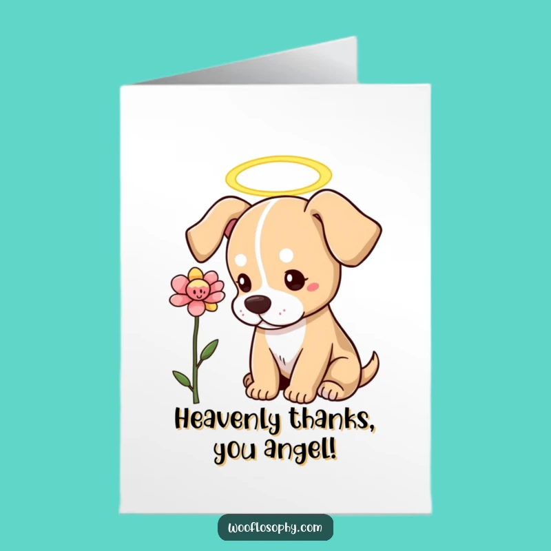 Free Printable Thank You Card: Angel Dog Flower, Grateful Downloadable Gift