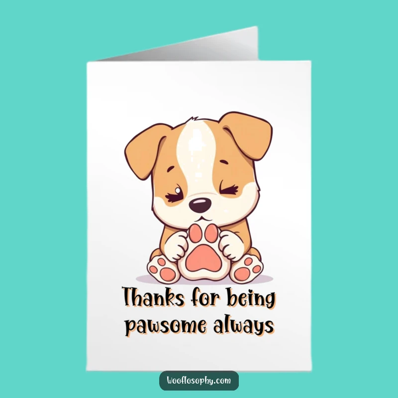 Free Printable Dog Paw Print Thank You Card - Funny Dog Thinking Downloadable Gift
