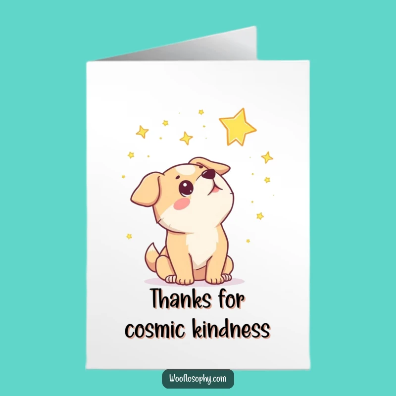Free Printable Thank You Card: Dog's Starry Gratitude, Funny Downloadable for Cosmic Thanks