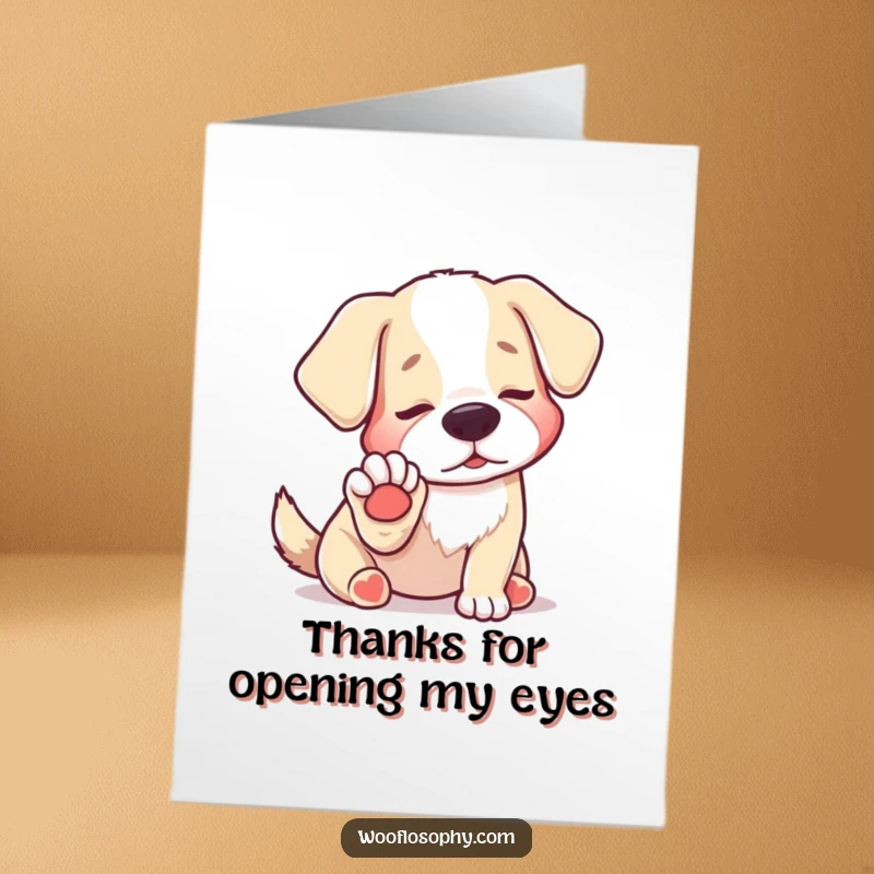 Funny Free Printable dog looks at its paw with deep thought, a unique thank you card.