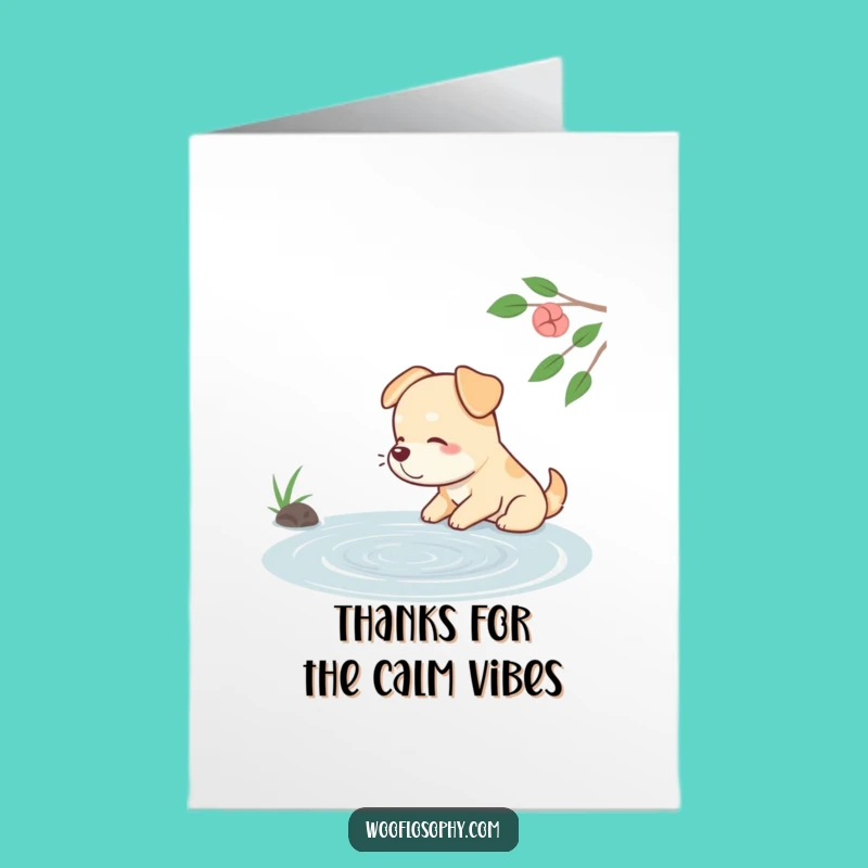 Free Printable Thank You Card: Calm Dog Pond Ripples Funny Downloadable Gift