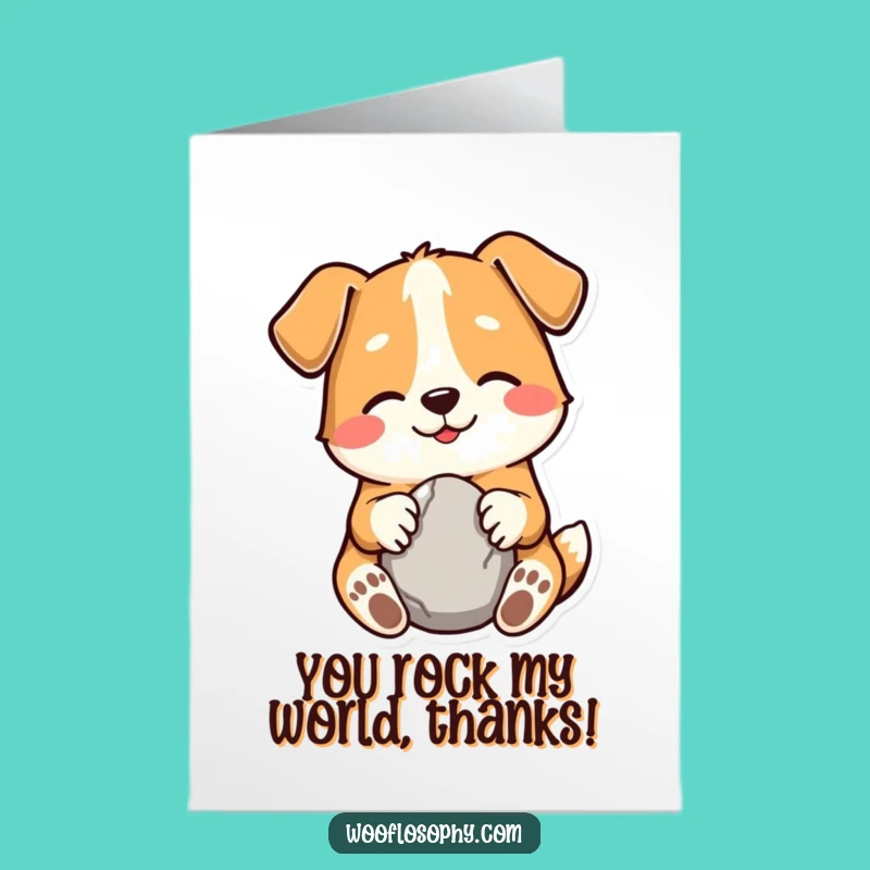 Free Printable Thank You Card: Dog's Grateful Smile with a Stone - Downloadable Gift