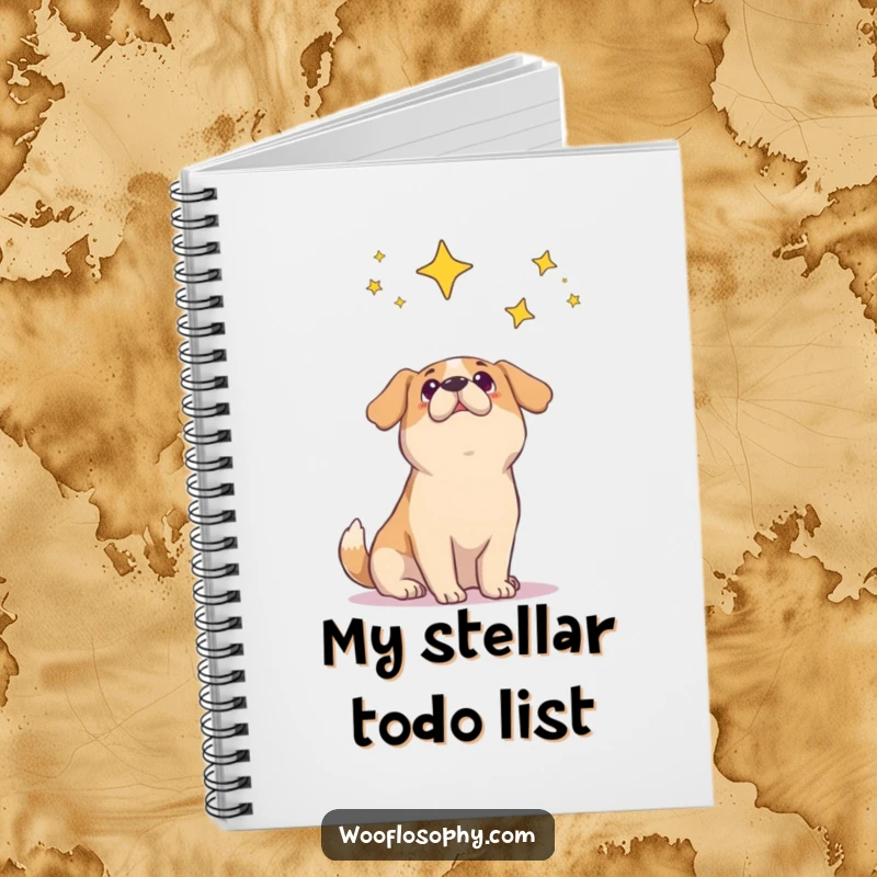 Funny dog notebook cover with a dog gazing at the starry night sky with a look of pure wonder.
