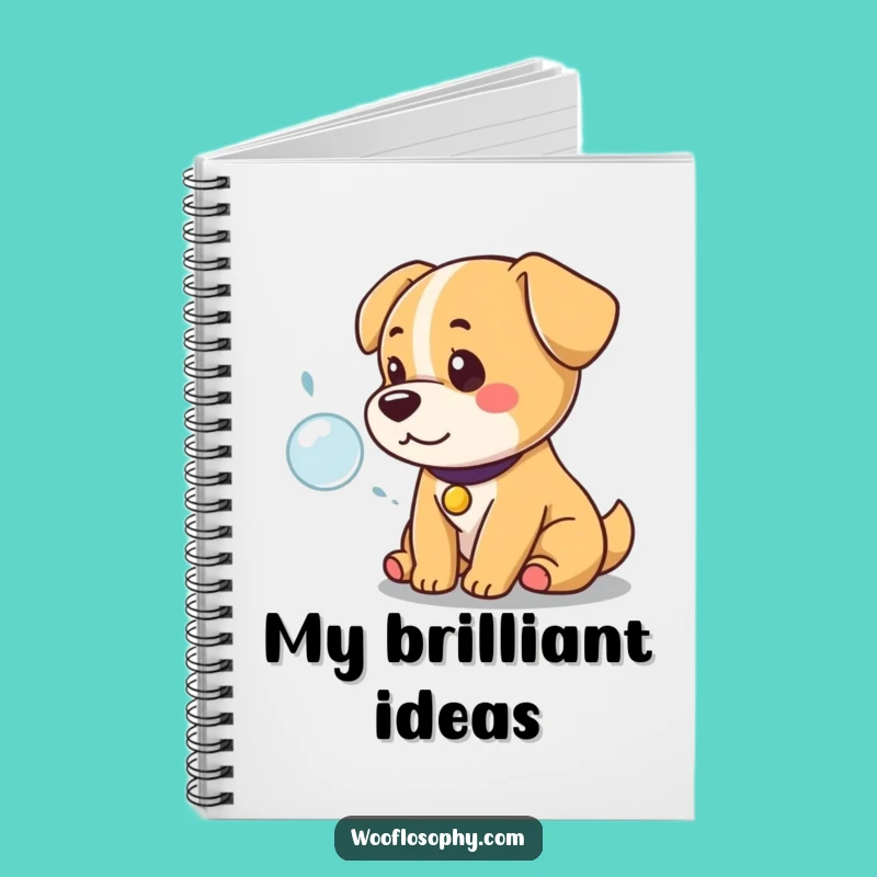 Funny Kawaii Dog Notebook: Regal Designer of Thoughts, Pondering Bubbles, Funny Gift