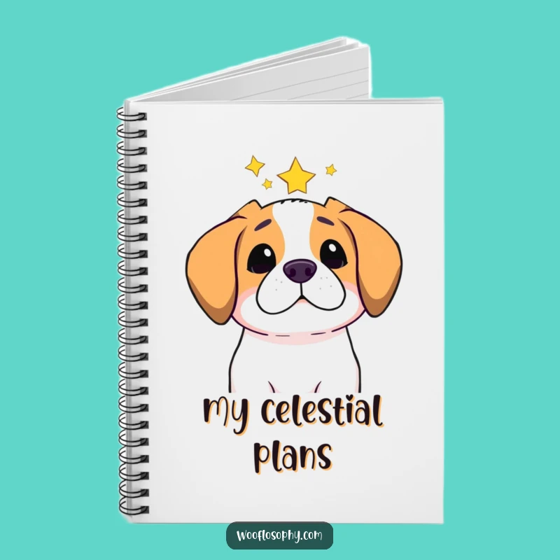 Funny Star Gazer Dog Notebook - Pondering Pup's Cosmic Thoughts, Journal Gift