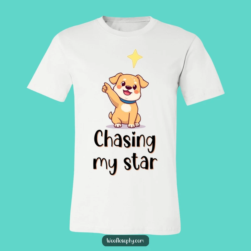 Funny Dog T-Shirt: Canine Dreamer Points to a Distant, Shimmering Star