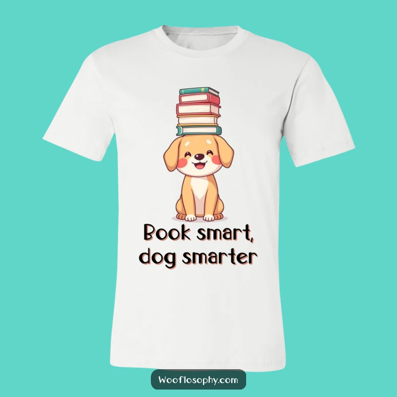 Funny Book Lover Dog T-Shirt: Smart Pooch with Books Gift