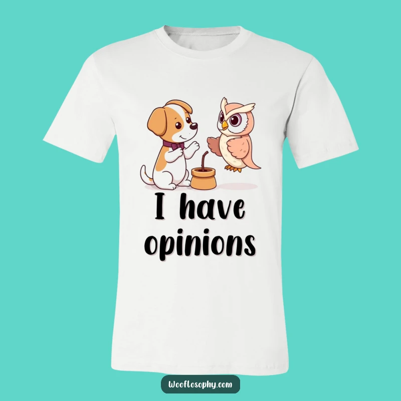 Funny Debate Dog Owl Puppet T-Shirt - Witty Pup's Intellectual Discussion, Hilarious Gift