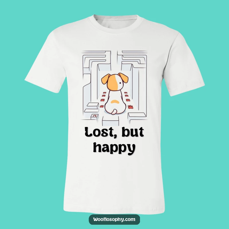 Funny Dog T-Shirt - Puzzled Pup In A Maze - Witty Apparel Gift