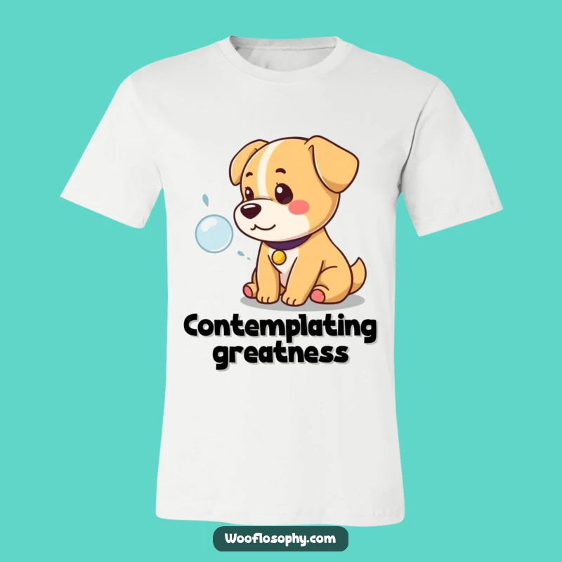 Funny Kawaii Dog T-Shirt: Regal Canine Pondering Bubble, Hilarious and Cute Tee
