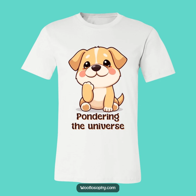 Funny Kawaii Dog Thinking T-Shirt: Contemplative pup design, a hilarious and funny gift for thinkers.
