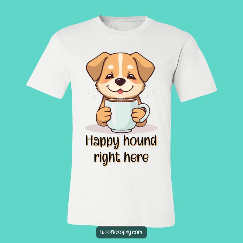 Funny Contented Dog Tee - Embrace Cozy Moments with a Hot Drink Gift