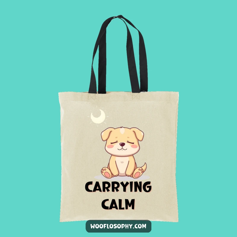 Funny Serene Dog Meditation Tote Bag, Carry Your Calm With This Hilarious Zen Bag