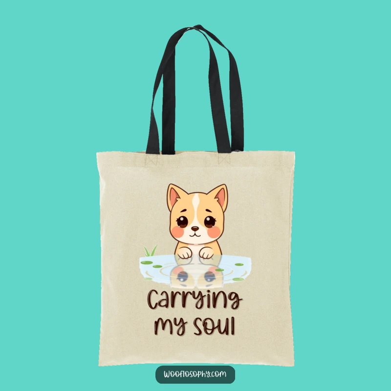 Funny Dog Reflective Pond Tote Bag - Carry Your Thoughts in Style