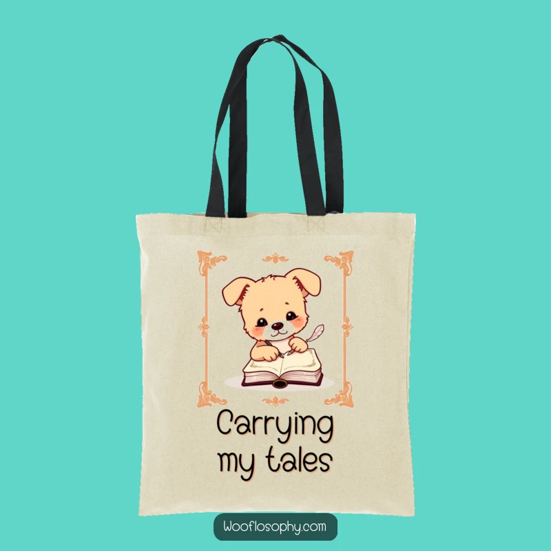 Funny Dog Tote Bag: Carry Your Stories with This Quill-Writing Canine