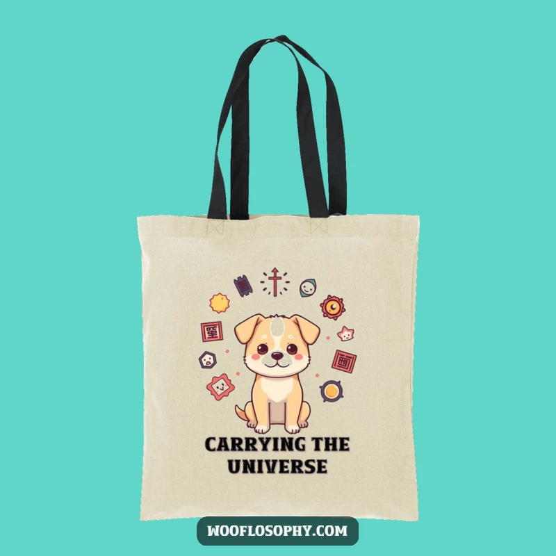 Funny Dog Tote Bag: Pondering Pup Philosophical Symbols - Eco Gift