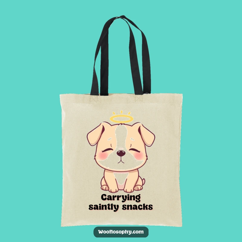 Funny Angel Dog Halo Tote Bag: Carry Your Angel Everywhere