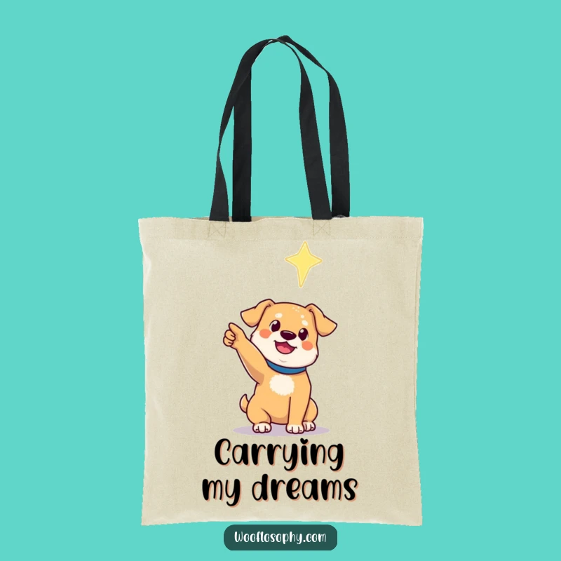 Funny Dog Tote Bag: Carry Your Hopes with This Star-Pointing Pup