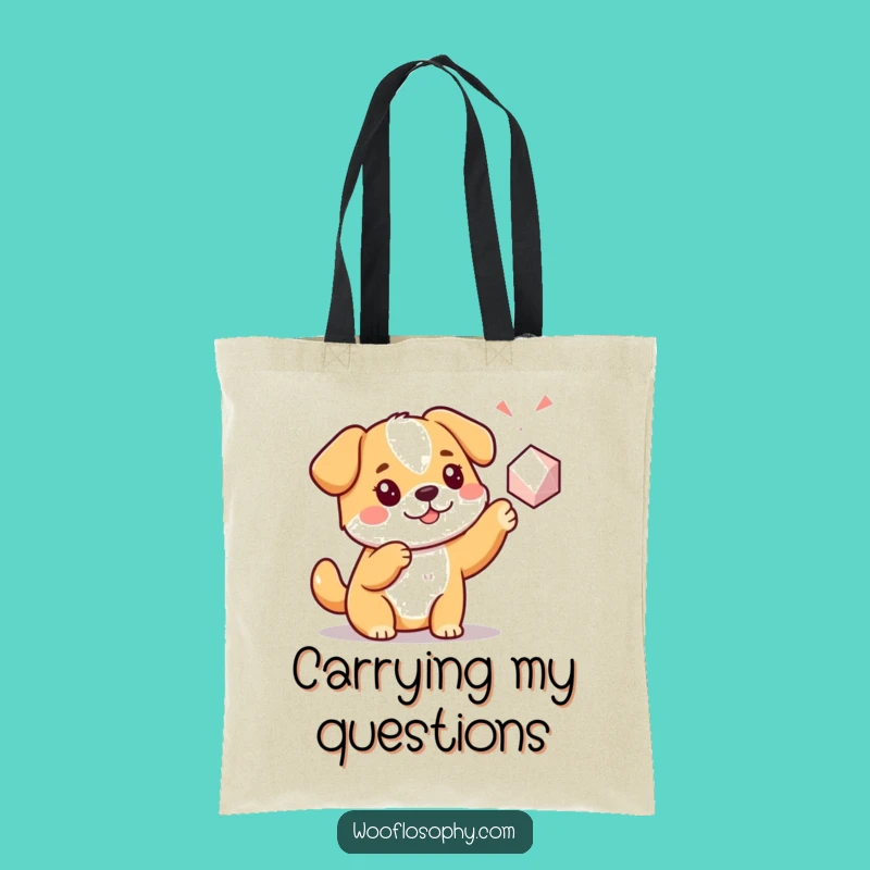 Funny Kawaii Dog Tote Bag: Curious geometric explorer sack, a practical and funny gift for learners.