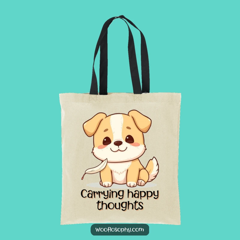 Funny Kawaii Dog Tote Bag: Gentle feather sack, a practical and funny gift for nature enthusiasts.