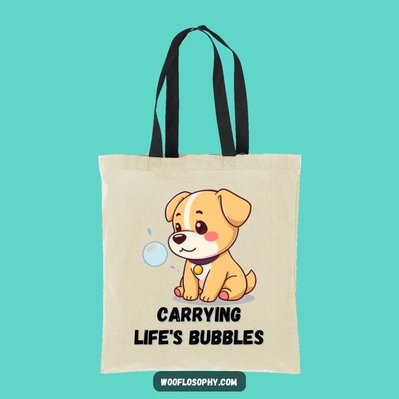 Funny Kawaii Dog Tote Bag: Regal Ponderer of Bubbles, Stylish Humor Accessory