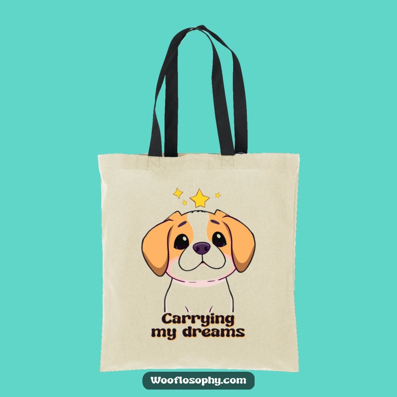 Funny Star Gazer Dog Tote Bag - Pondering Pup's Cosmic Thoughts, Eco Gift