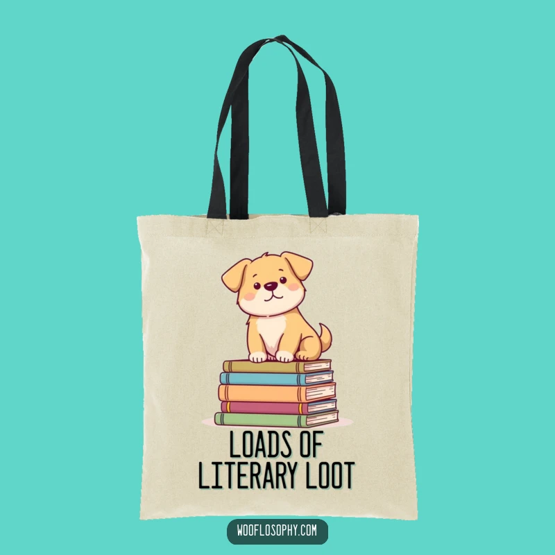 Funny Dog Bookworm Tote Bag: Serene Pup Scholar Carry-All